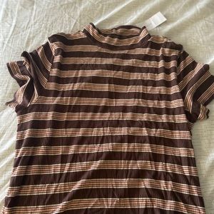 Striped turtle neck top